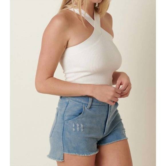 NEW MITTOSHOP cross neck halter top in ivory - Picture 2 of 3